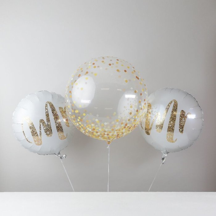Mr & Mr Wedding Confetti Balloon Bouquet 
