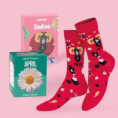 Grow Your Own April Birth Flower & Aries Socks 