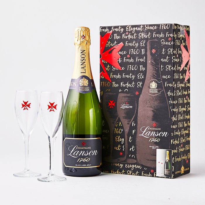 Lanson Black Label 75cl Champagne & Glasses Gift Set Moonpig