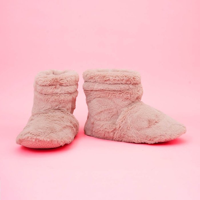 Pink Faux Fur Microwaveable Slippers