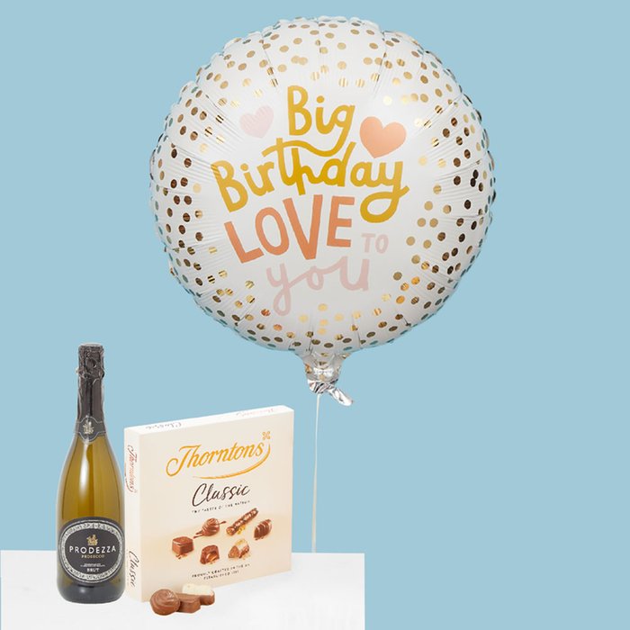 Big Birthday Love Balloon, Chocolate & Fizz Set