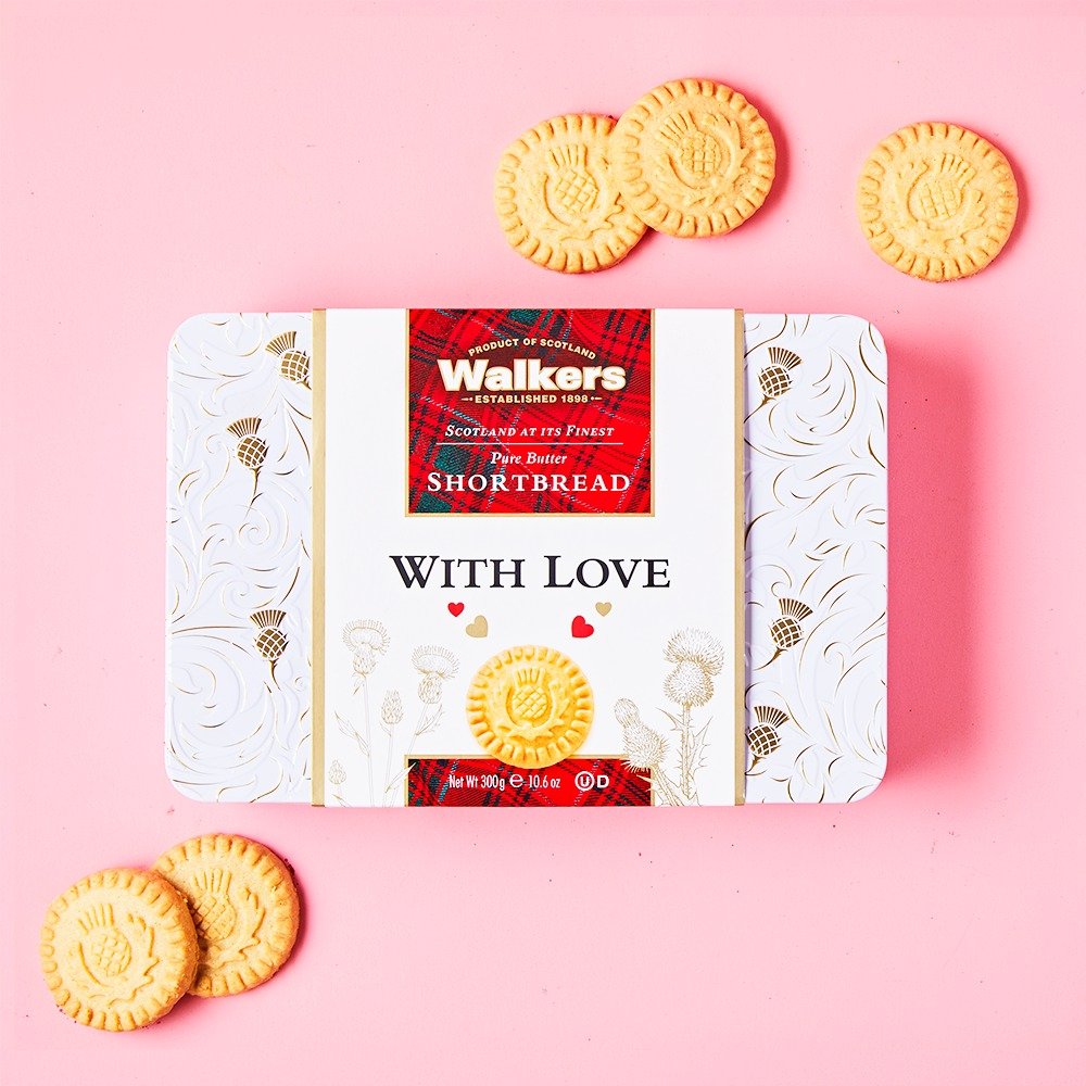 Moonpig Walkers With Love Shortbread Biscuits Tin (300G) Chocolates
