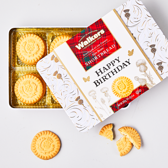 Walkers Happy Birthday Pure Butter Shortbread Biscuits Tin (300g)