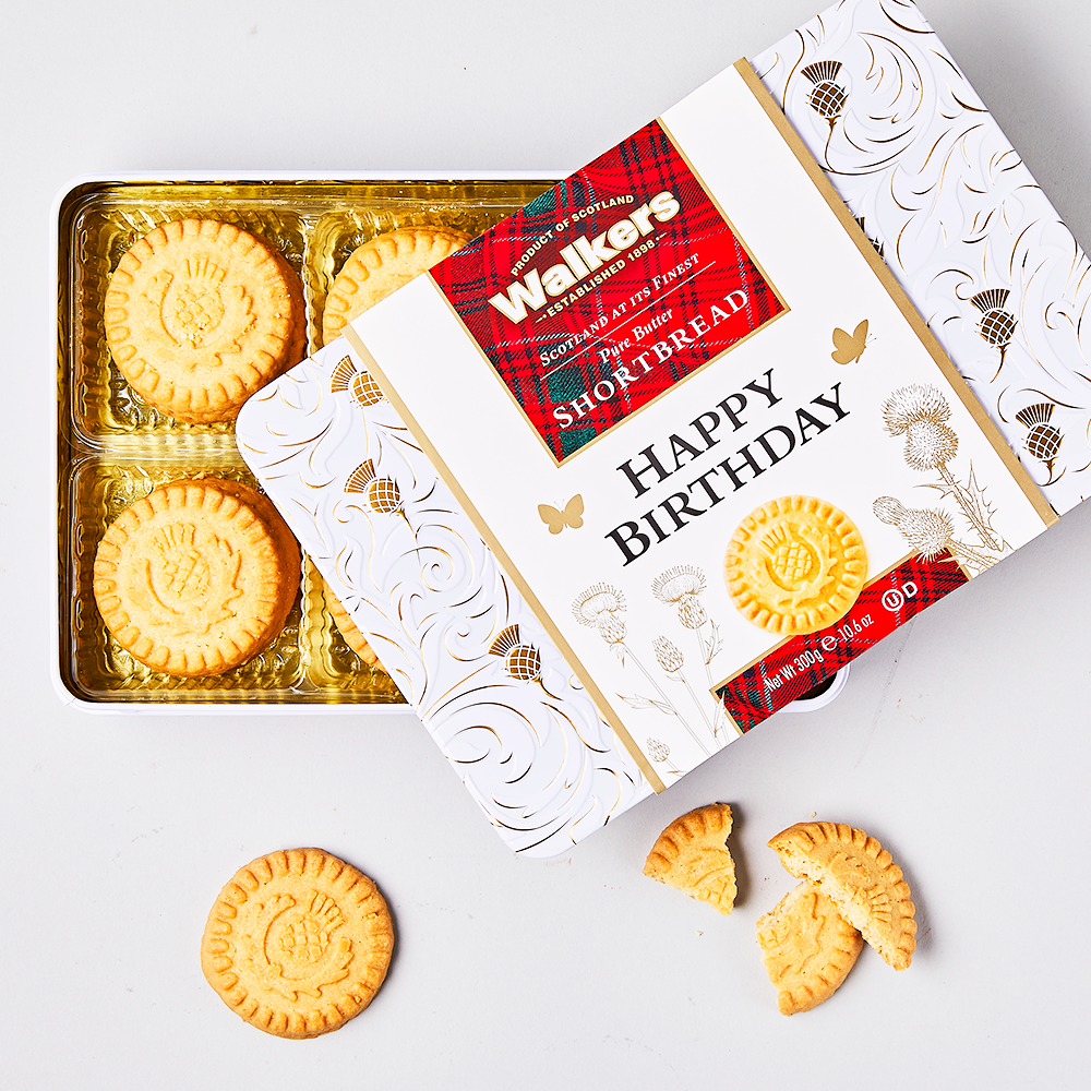 Walkers Happy Birthday Pure Butter Shortbread Biscuits Tin (300G) Chocolates