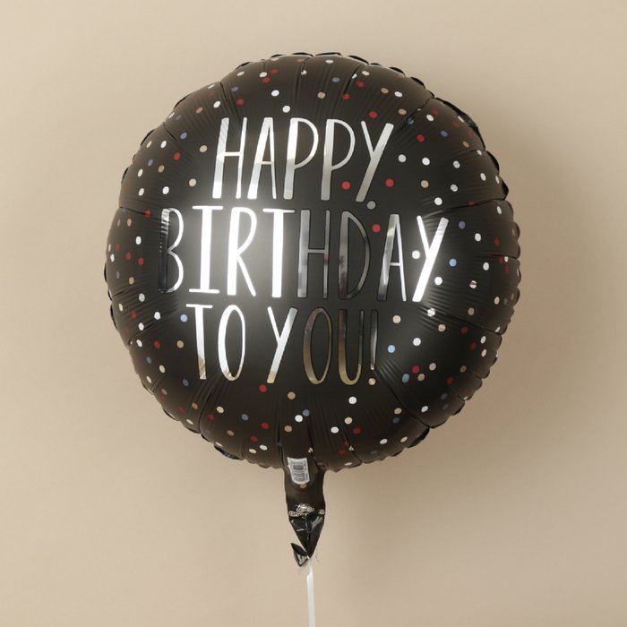 Happy Birthday Black Dots Balloon