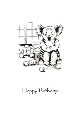 Blinky Bill And Chocolates Personalised Happy Birthday Card