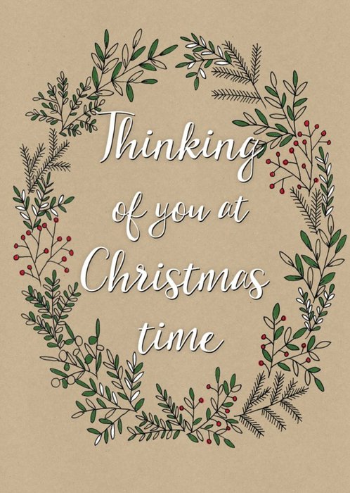 Thinking Of You At Christmas Time Holly Wreath Card For the Black Dog Institute Charity