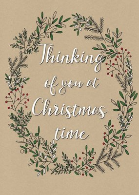 Thinking Of You At Christmas Time Holly Wreath Card For the Black Dog Institute Charity