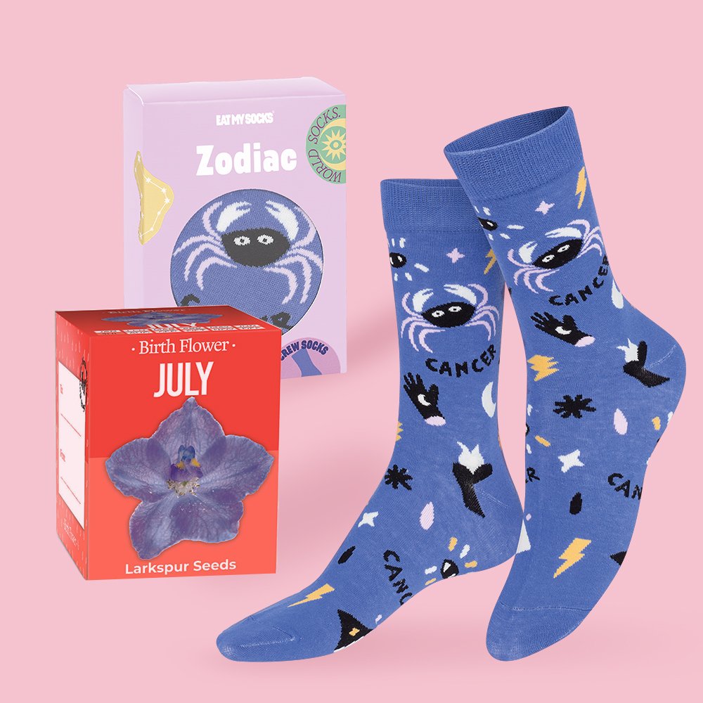 Eat My Socks Grow Your Own July Birth Flower & Cancer Socks