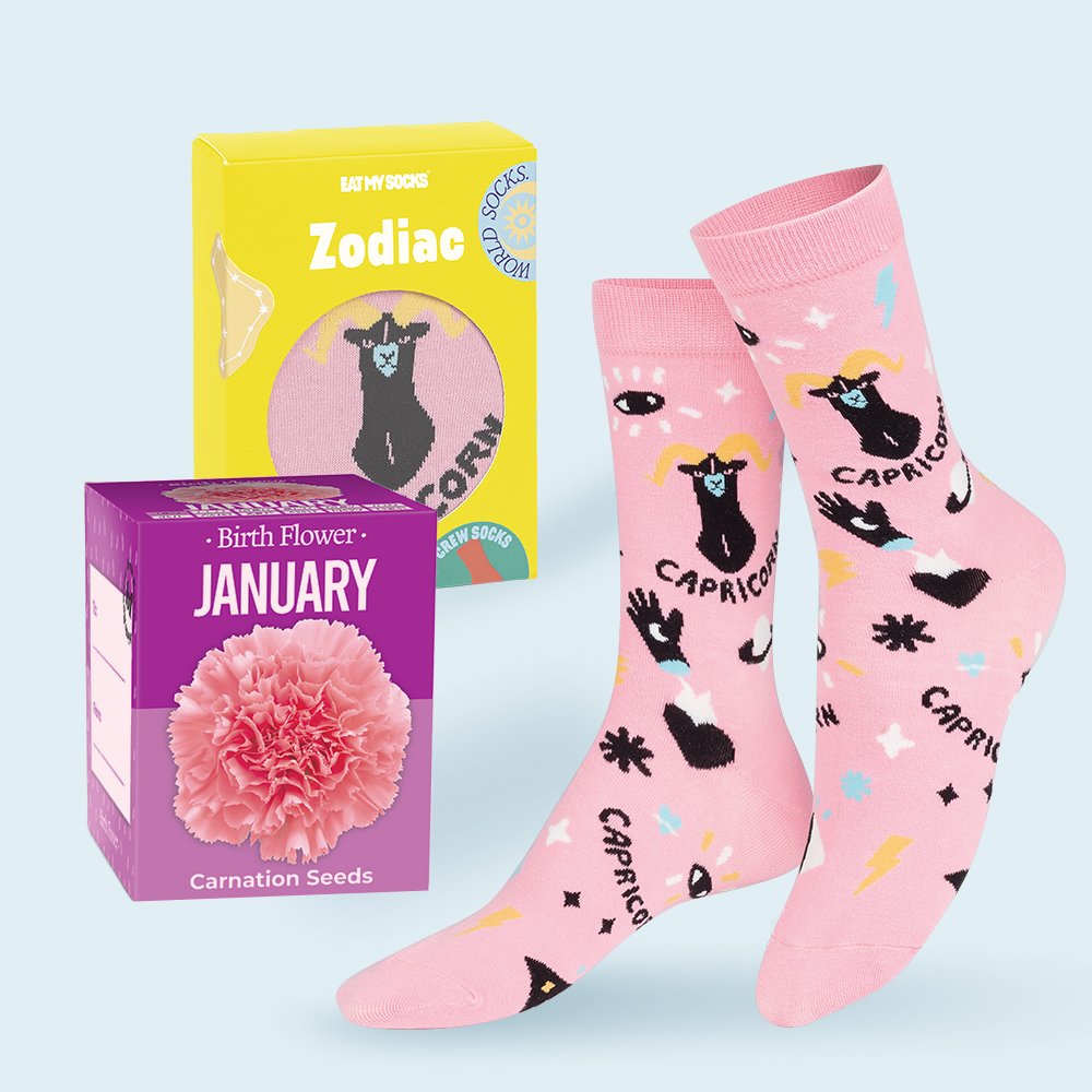 Eat My Socks Grow Your Own January Birth Flower & Capricorn Socks