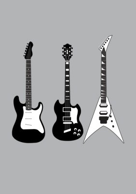 Three Electric Black And White Guitars T-Shirt
