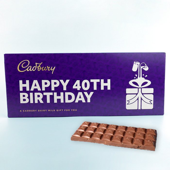 Giant Cadbury Dairy Milk Happy 40th Birthday Chocolate Bar (850g)