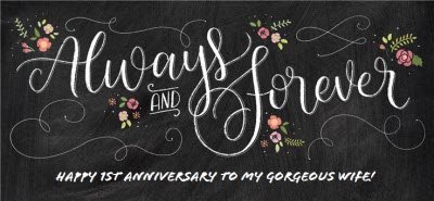 Happy Anniversary Always and Forever Chalkboard Personalised Mug