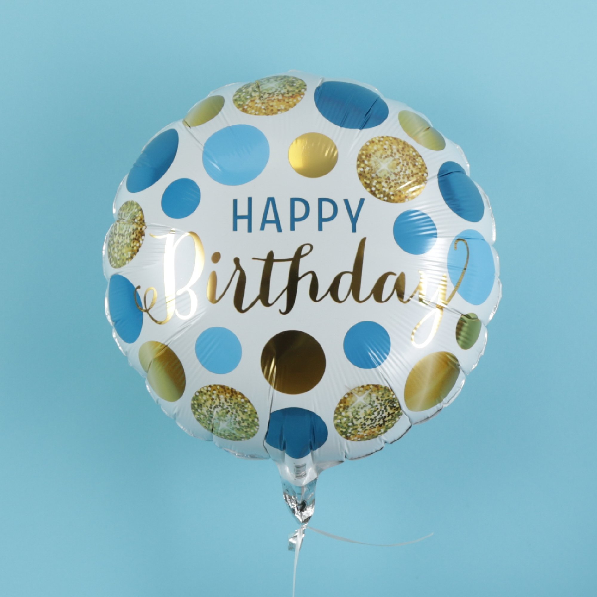 Blue & Gold Happy Birthday Balloon