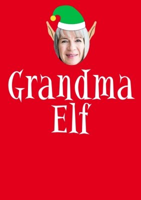 Elf Themed Grandma Elf Photo Upload Red T Shirt