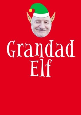 Elf Themed Grandad Elf Photo Upload Red T Shirt