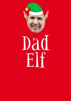 Elf Themed Dad Elf Photo Upload Red T Shirt