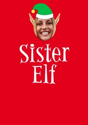 Elf Themed Sister Elf Photo Upload Red T Shirt