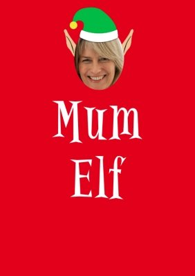Elf Themed Mum Elf Photo Upload Red T Shirt