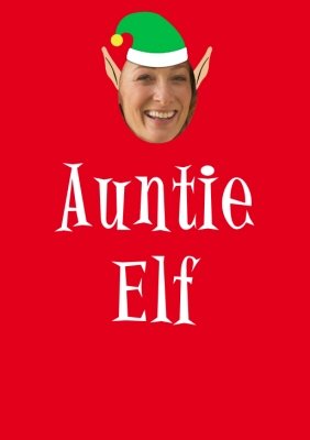Elf Themed Auntie Elf Photo Upload Red T Shirt