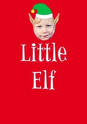 Elf Themed Little Elf Photo Upload Red T Shirt