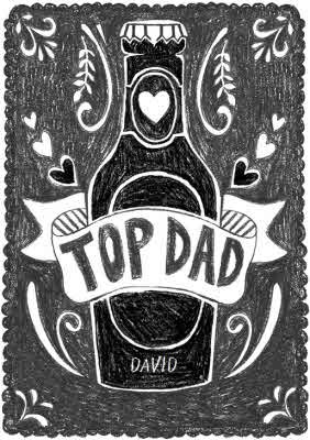 Hand Drawn Beer and Top Dad Personalised Name T-Shirt