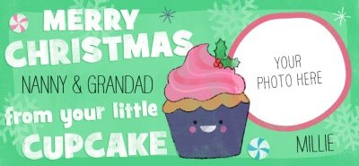 Christmas Nanny Grandad Cupcake Photo Upload Mug