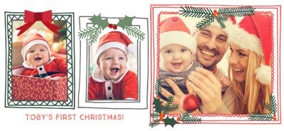 Merry Christmas Baby's First 3 Photo Upload Mug