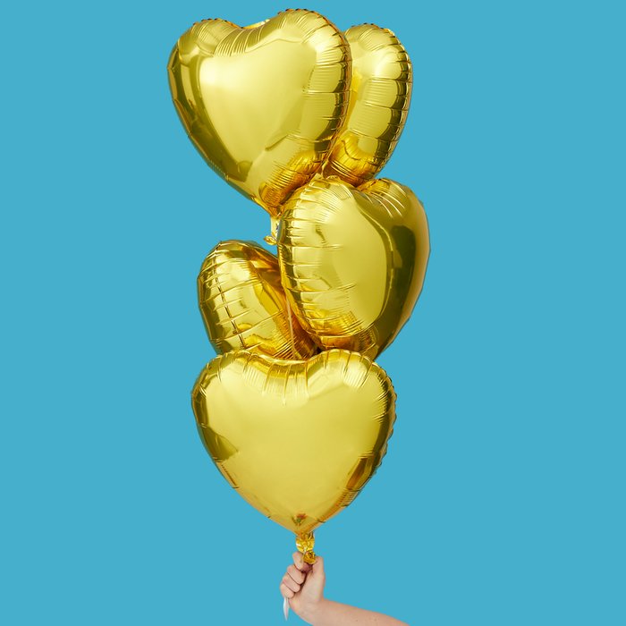 Gold Heart 5 Balloon Set