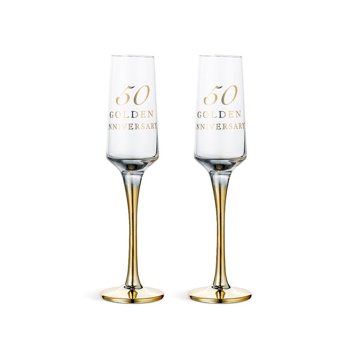50th Golden Anniversary Champagne Flute Gift Set