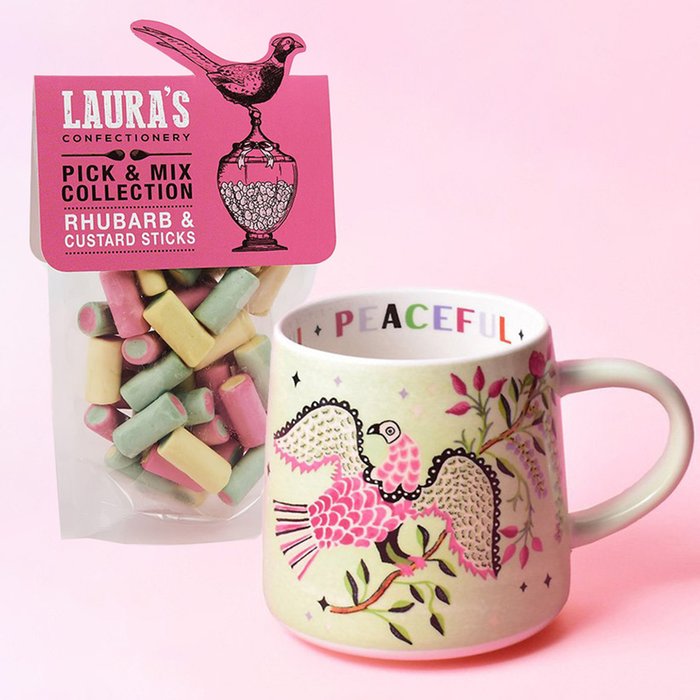 Rhubarb & Custard Sticks & Peaceful Mug Gift Set