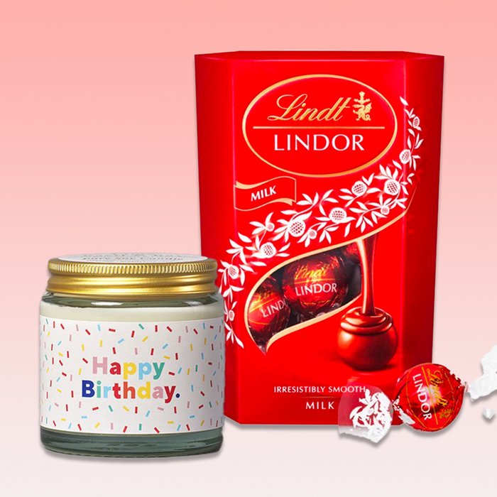 Happy Birthday Candle & Lindt Milk 200g