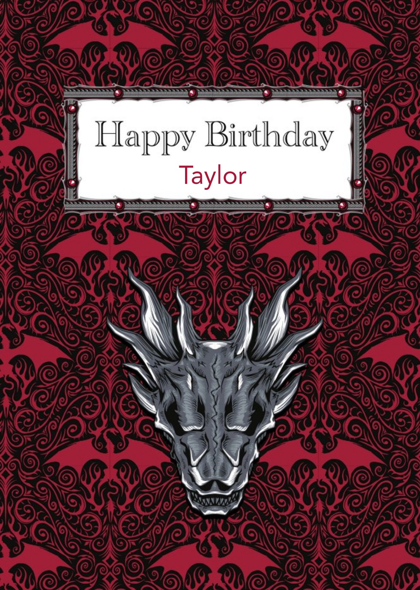 Game Of Thrones House Of The Dragon Personalised Birthday Card, Large