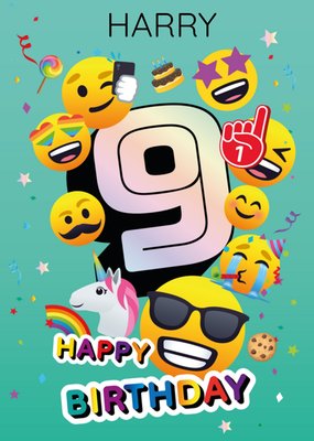 Emoji 9th Birthday Card