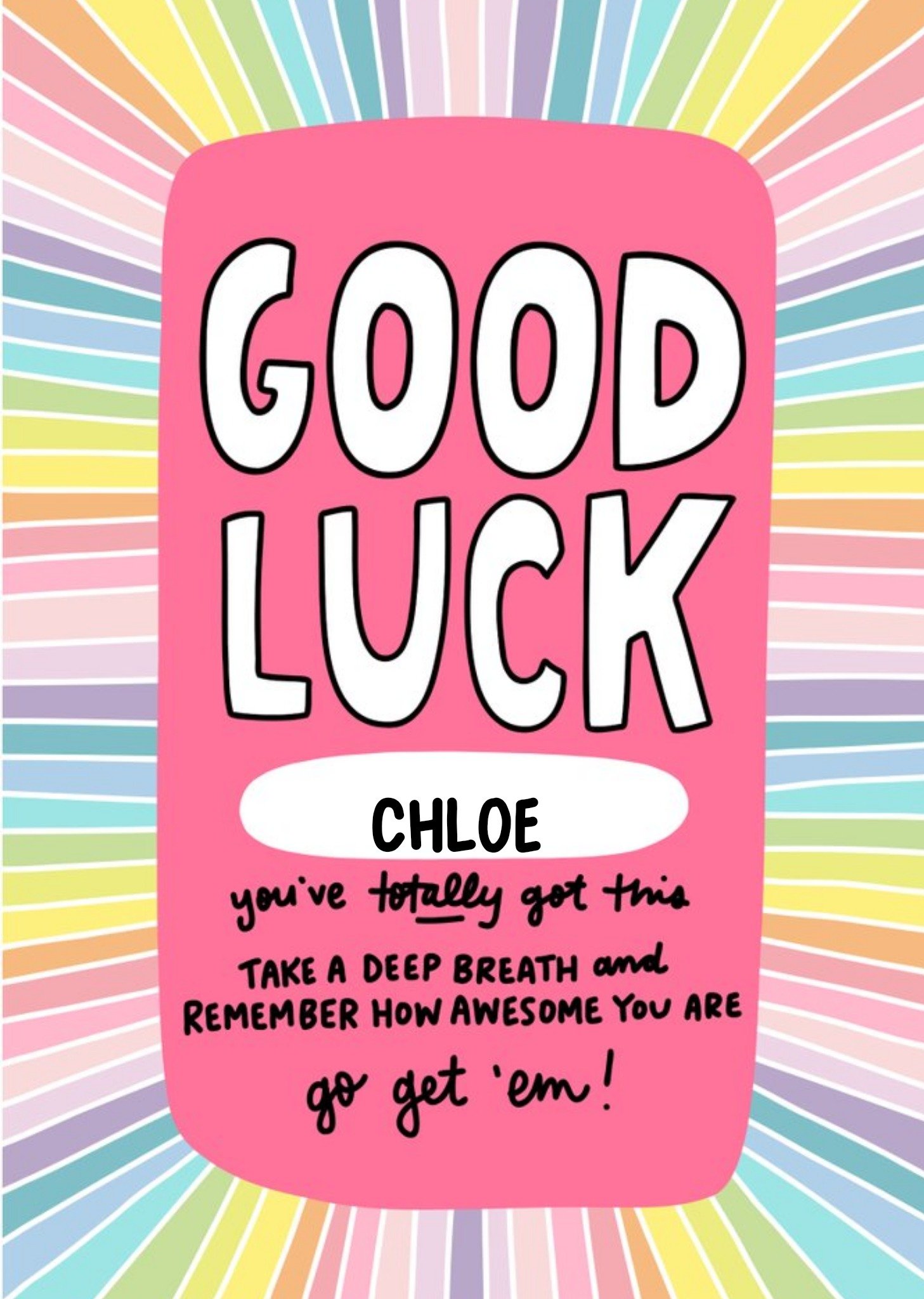 Rainbow Typographic Illustrated Good Luck Card