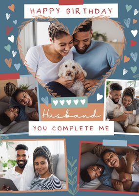You Complete Me Photo Upload Husband's Birthday Card