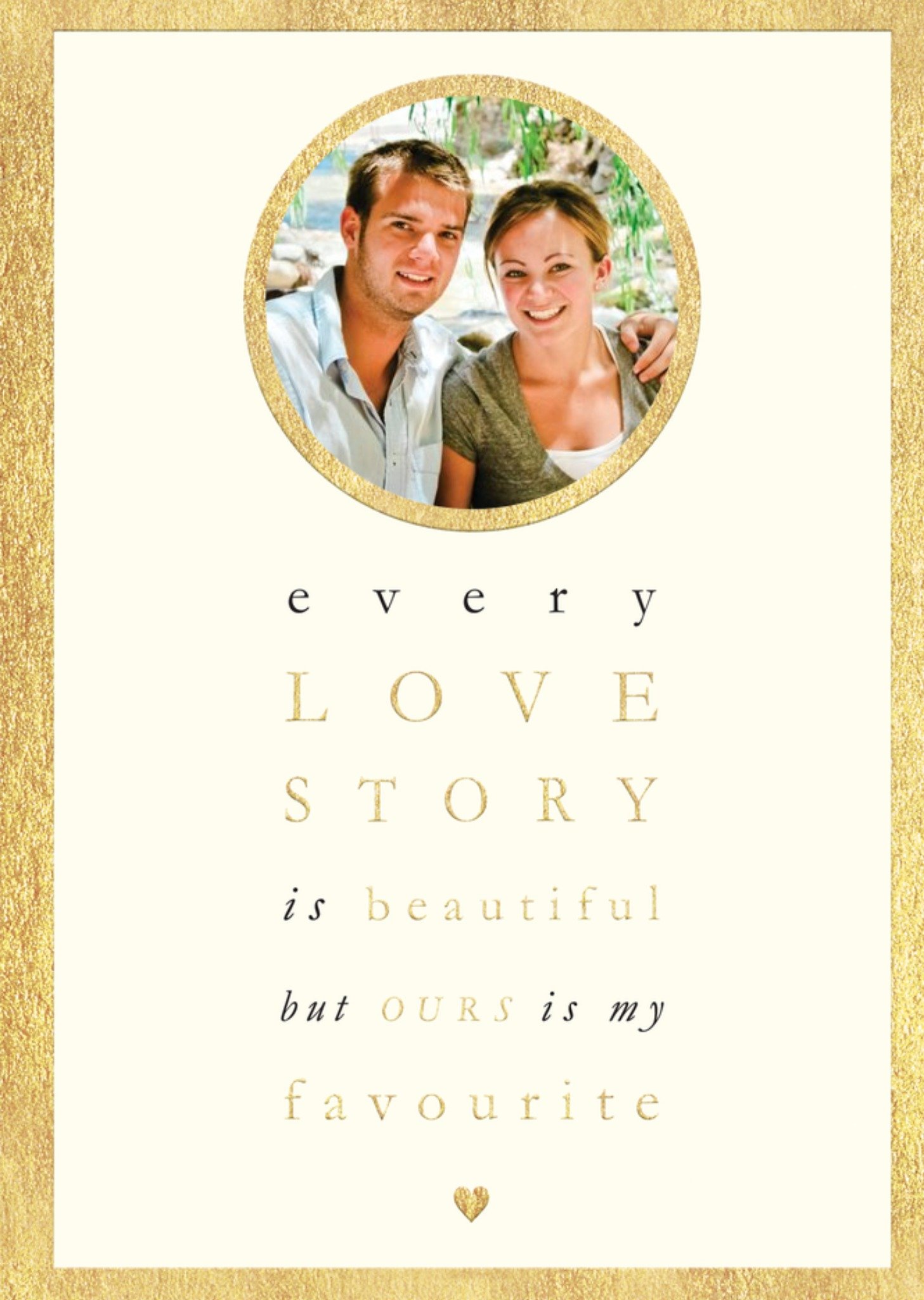 Moonpig Every Love Story Is Beautiful Personalised Photo Upload Happy Anniversary Card, Large