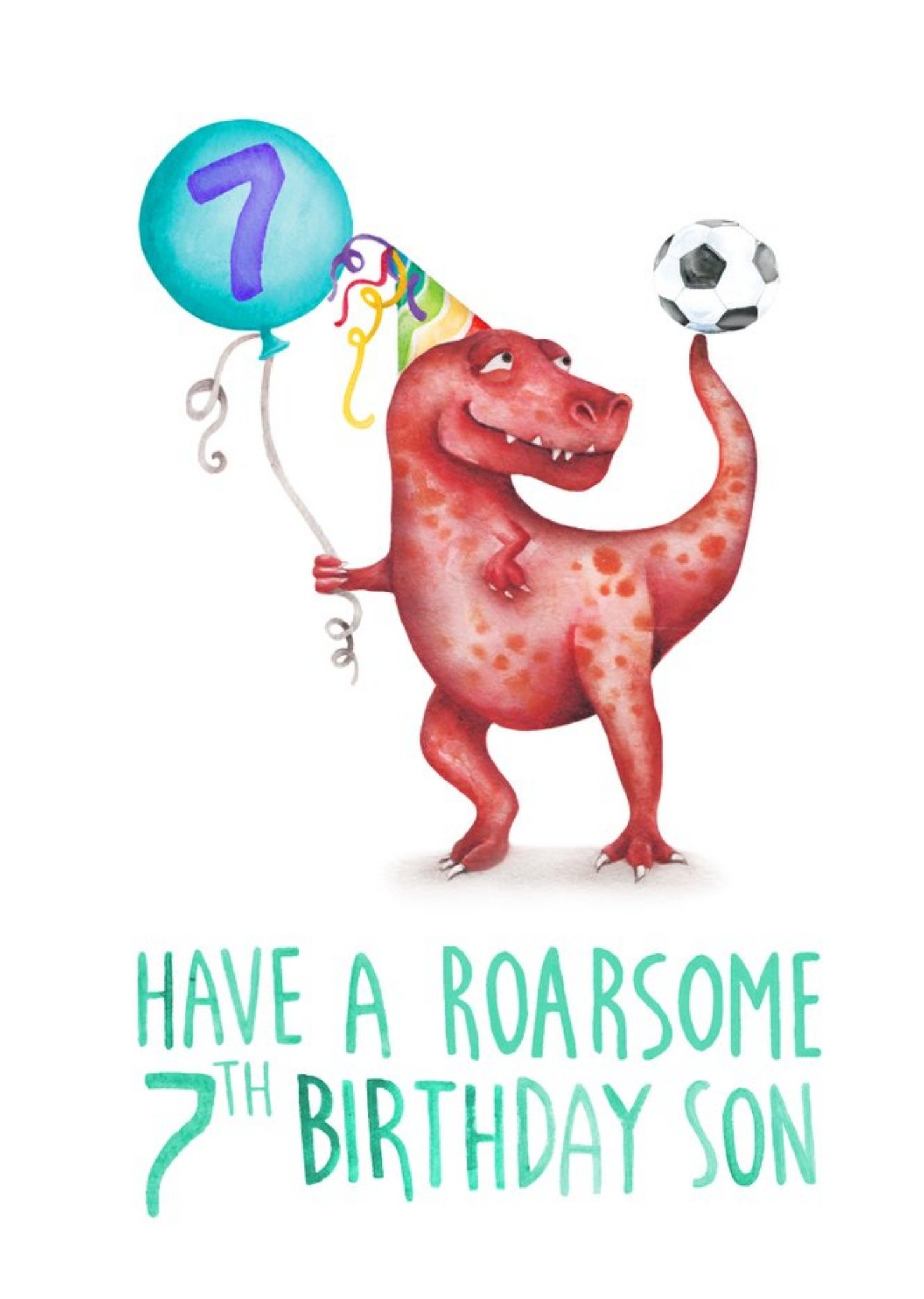 Moonpig Cute Dinosaur Roarsome 7th Birthday Card, Large