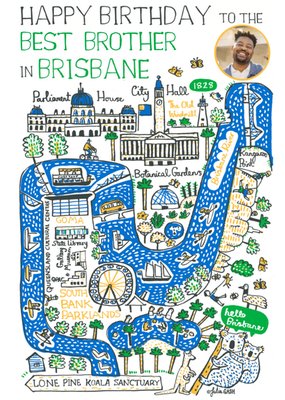 Vibrant Collage Illustration Brisbane Photo Upload Birthday Card