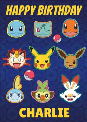 Pokemon Character Heads Birthday Card