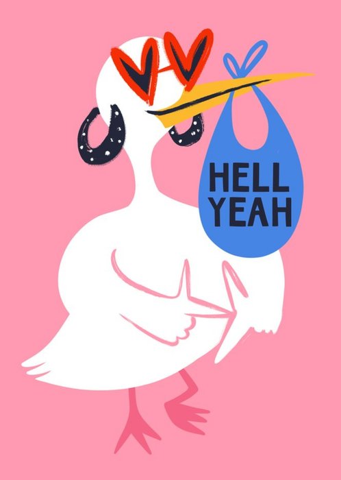 Cool Stork New Baby Girl Card