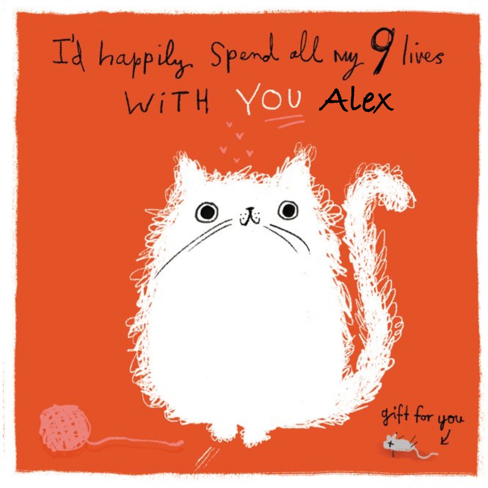 Moonpig Nine Lives From The Cat Valentine's Day Personalised Square Card