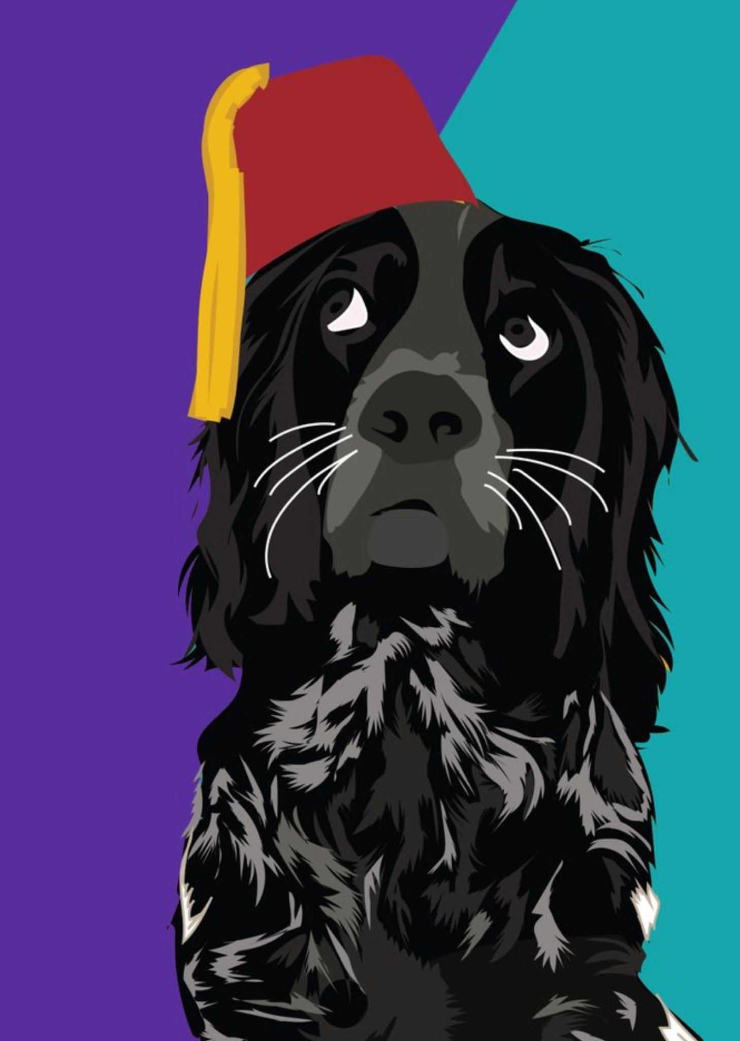 Illustrated Fez Spaniel Card Ecard