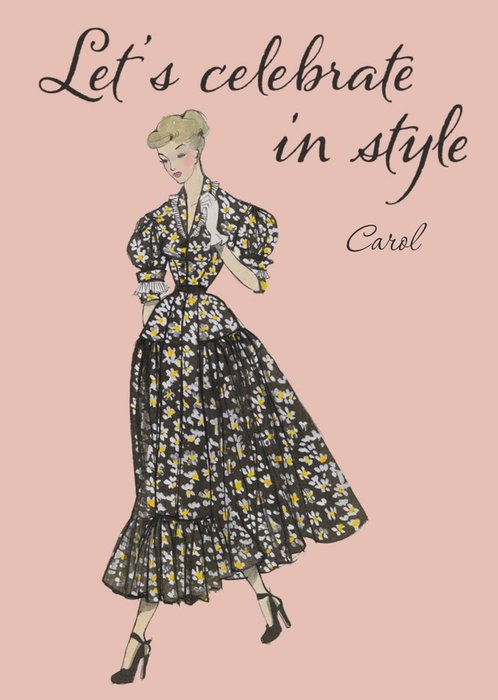 V And A Vintage Fashion Illustration Celebrate In Style Greetings Card
