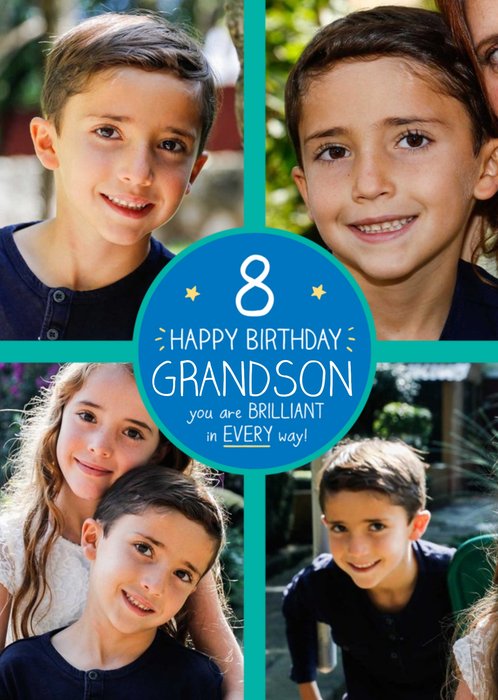 Grandson 4 Photo Uploads 8th Birthday Card