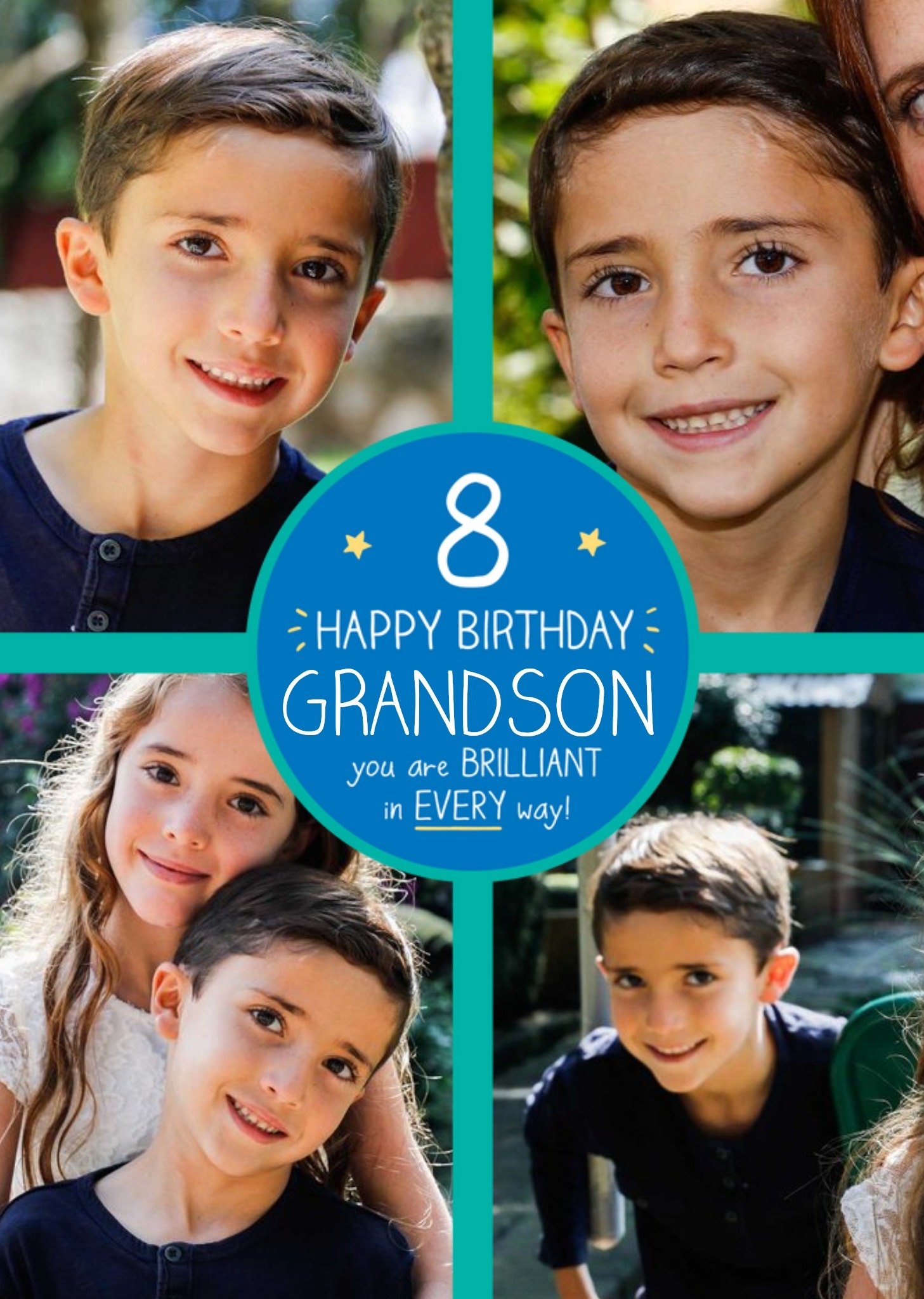 Happy Jackson Grandson 4 Photo Uploads 8th Birthday Card Ecard
