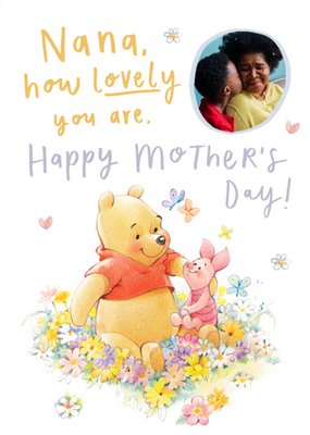 Winnie The Pooh Illustration Mother's Day Nana Photo Upload Card