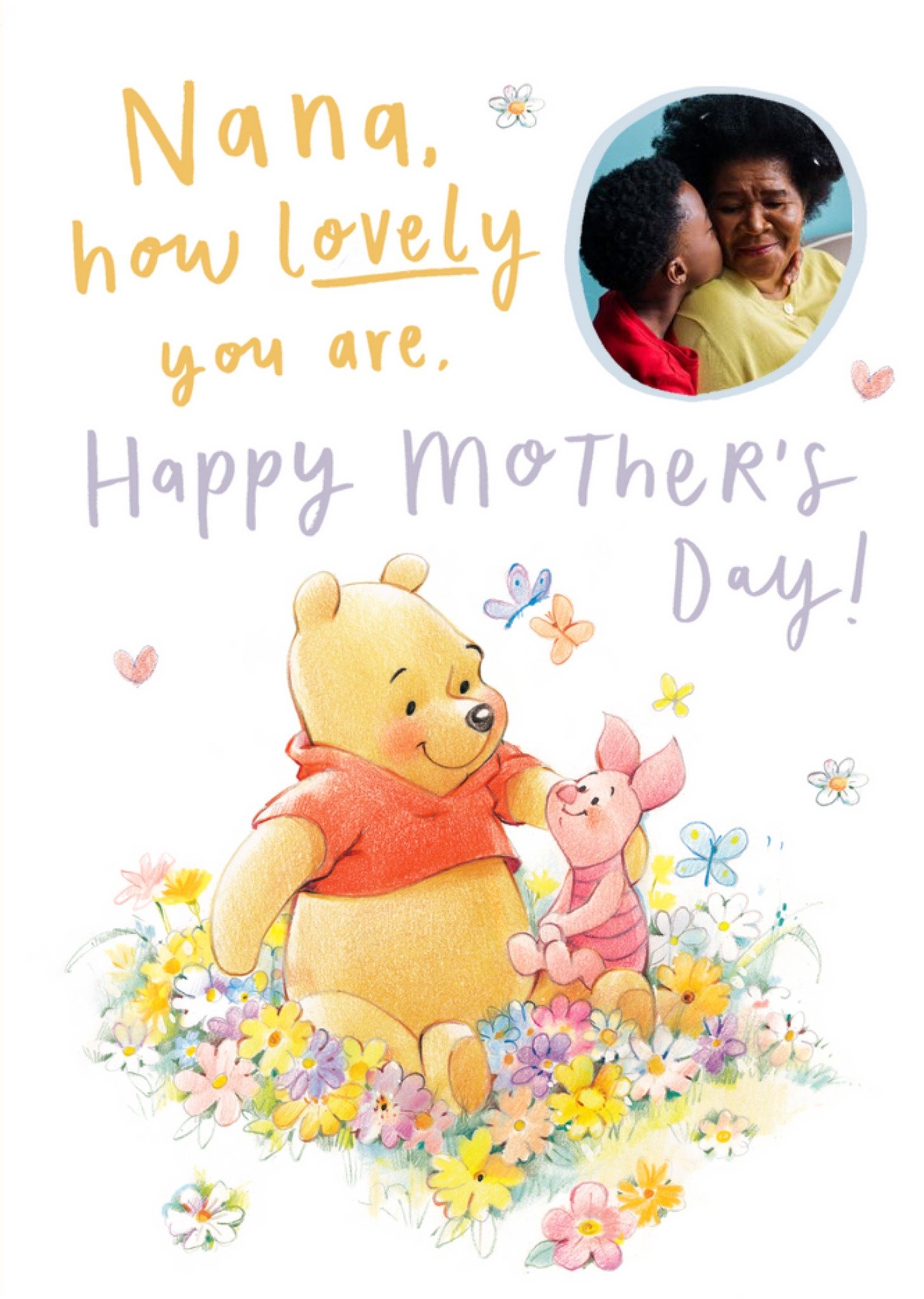 Winnie The Pooh Illustration Mother's Day Nana Photo Upload Card Ecard