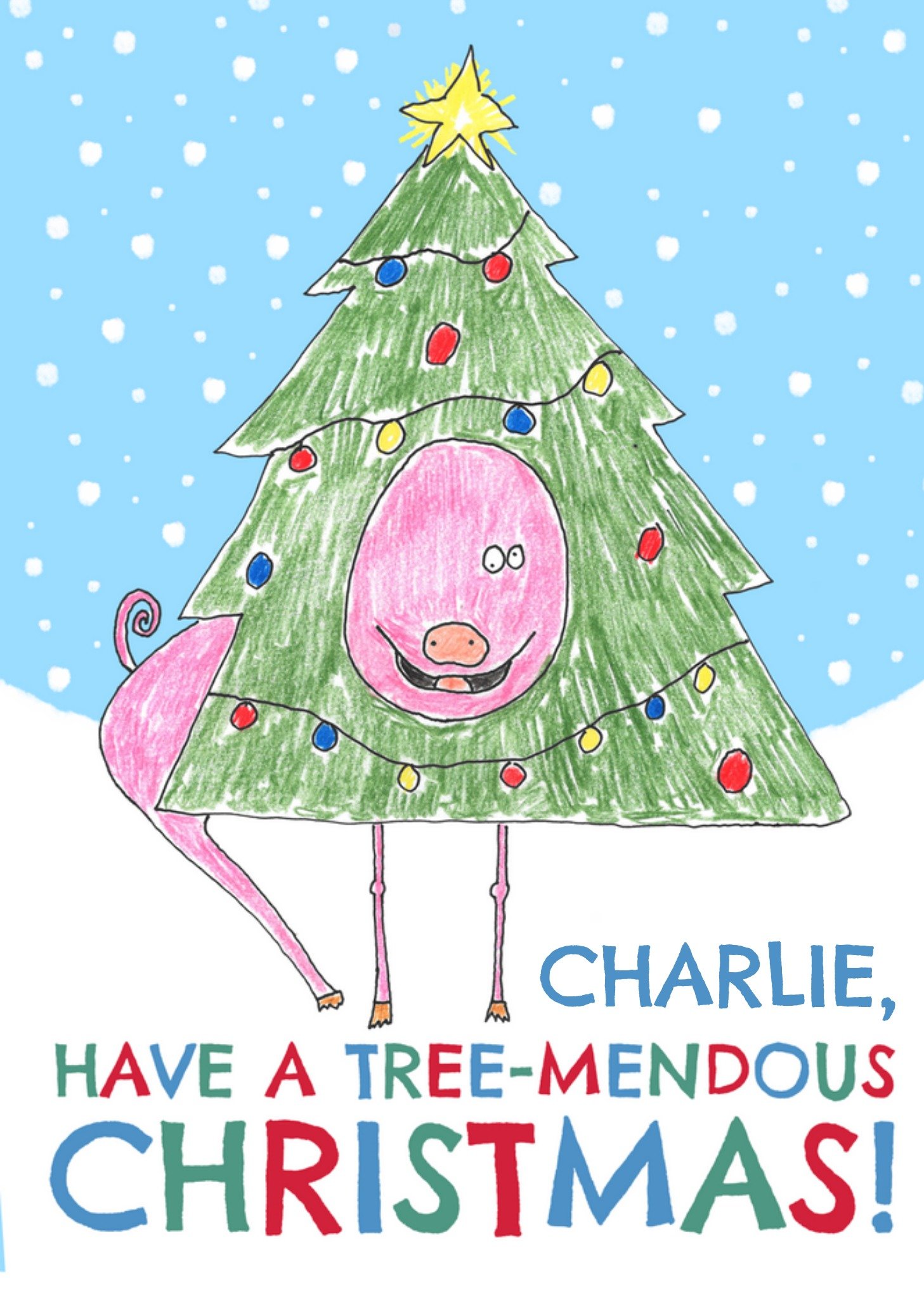 Hercule Van Wolfwinkle Have A Tree-Mendous Christmas Card, Large