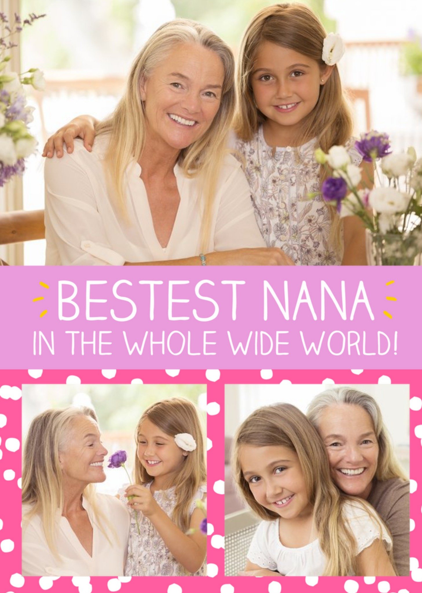 Happy Jackson Pink Polka Dots Bestest Nana Multi-Photo Mother's Day Card, Large